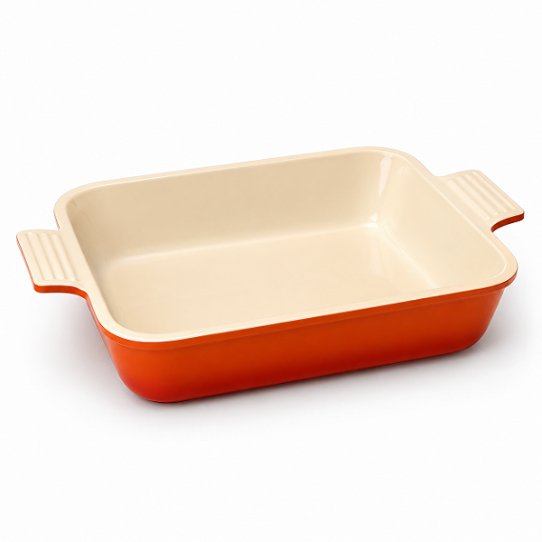 Forma Retangular Antiaderente Cerâmica Laranja 25 Cm Forno