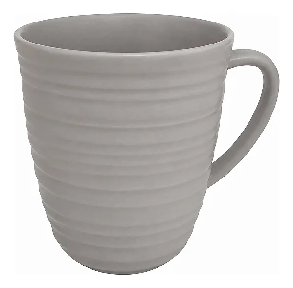 Caneca Cerâmica Premium Café Chá Design Moderno Texturizada Cinza