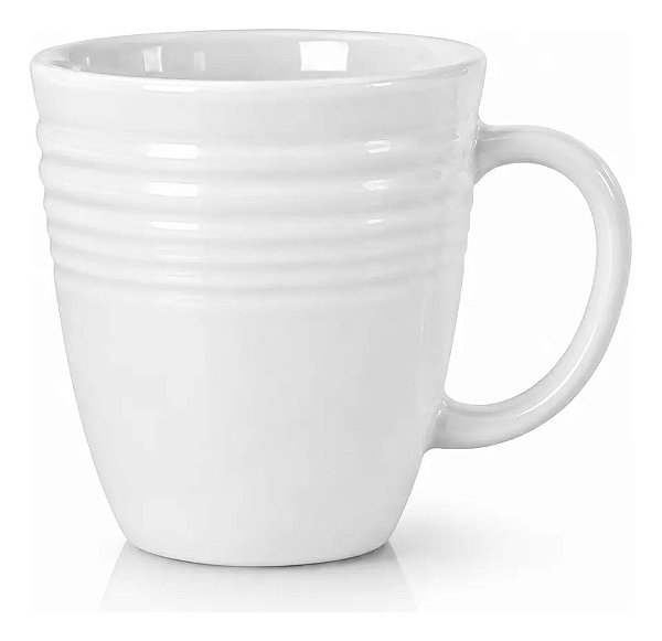 Caneca Cerâmica Premium Café Chá Design Moderno Texturizada Branco