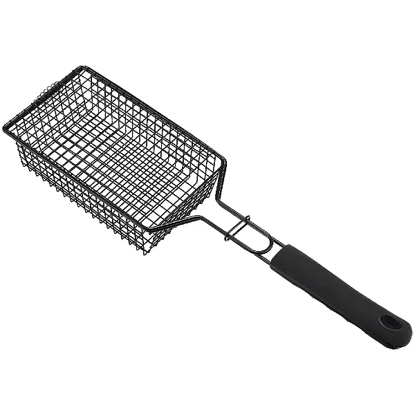 Grelha para Churrasco Antiaderente com Cabo Emborrachado Preta 53 cm