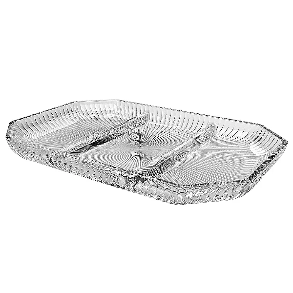 Petisqueira de Vidro Cristal com 3 Divisórias Cameratta – 21,6 cm