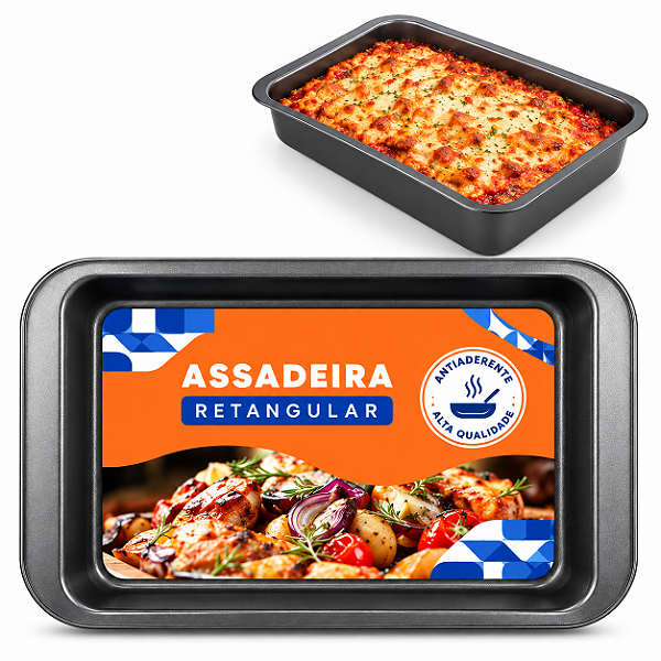 Assadeira Retangular Antiaderente 37 × 25 × 5,8 cm Forma Para Bolo