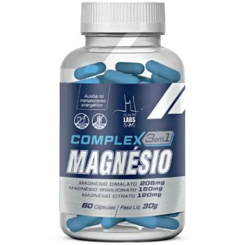 Complex Magnésio - 3 em 1 - 60 Cápsulas - Health Labs