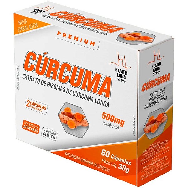 Cúrcuma (500mg) - Com Curcumina - 60 Cápsulas - Health Labs