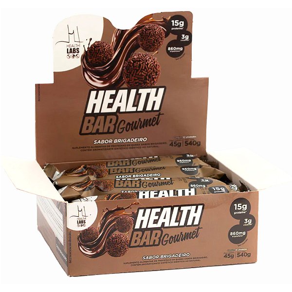 Barra de Proteína Health Bar Protein - 12 Unid x 45g Cada (540g) - Health Labs