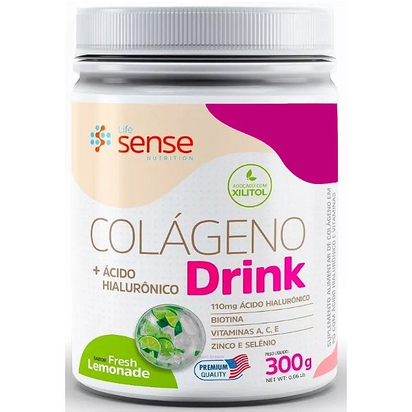Colágeno Hidrolisado Drink + Ácido Hialurônico Pote 300g - Life Sense Nutrition