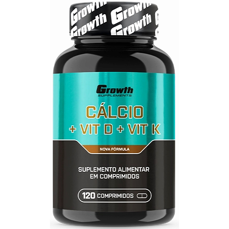 Calcio + Vitamina D + Vitamina K - 120 Comprimidos - Growth Supplements
