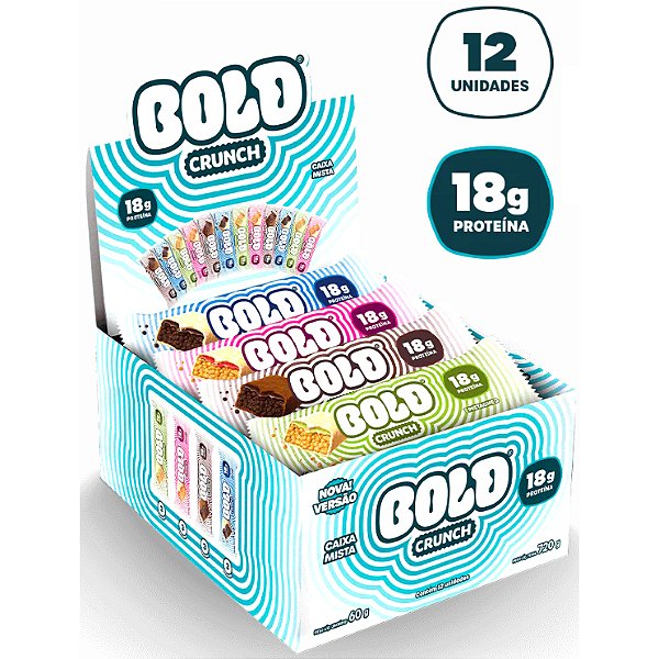 Barra Bold Crunch - 18g Proteína por Barrinha - 12 Unid x 60g (720g) - Bold Snacks (Caixa Mista)
