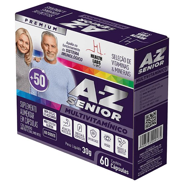 Multivitamínico A-Z Senior - 60 Cápsulas - Health Labs