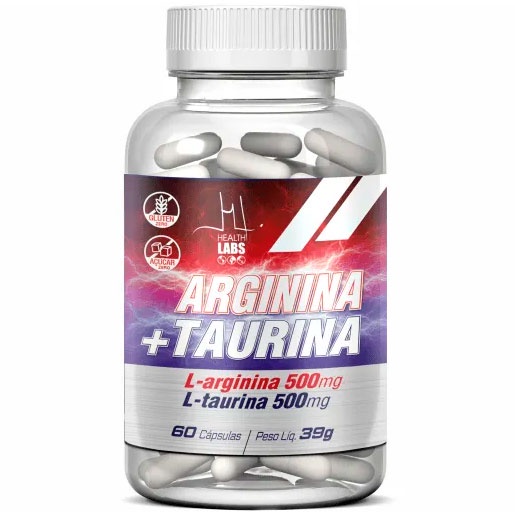 Arginina (500mg) e Taurina (500mg) - 60 Cápsulas - Health Labs