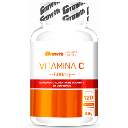 Vitamina C 500mg - 120 Comprimidos - Growth Supplements (Fortalece Imunidade e Protege Contra Radicais Livres)