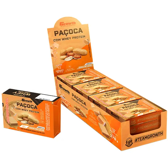 Paçoca com Whey Protein - 12 Unid x 23g (276g) Growth Supplements (Snack com Proteína)