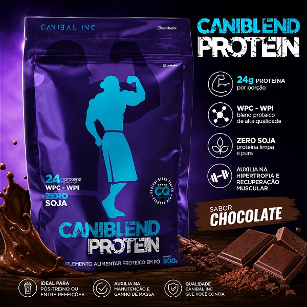 Caniblend - 900g - Canibal Inc (Whey Blend Proteico 24g Proteína BCAA Glutamina Hipertrofia)