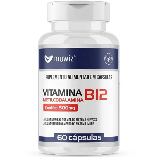 Vitamina B12 - 60 Cápsulas - Muwiz (Energia Disposição Sistema Nervoso Metabolismo)