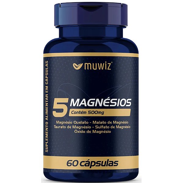 5 Magnésio - 60 Cápsulas - Muwiz (Complexo de Magnésio Músculos Energia Bem-Estar)