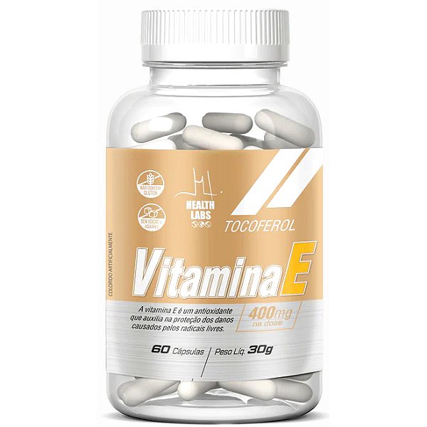 Vitamina E 400mg - 60 Cápsulas - Health Labs (Antioxidante Imunidade Pele Saúde)