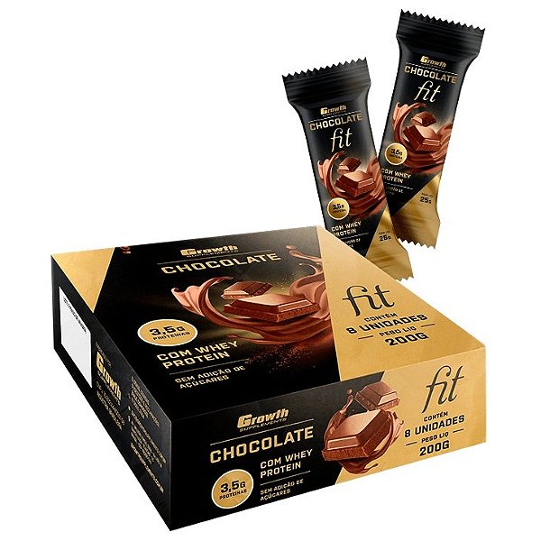 Chocolate com Whey Protein - Display 8 Unidades (200g) - Produto Original (Snack Proteico)
