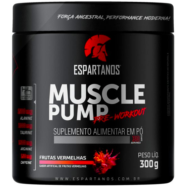 Pré Treino Muscle Pump - 300g - Espartanos (Com Cafeína Arginina Beta-Alanina e Taurina)