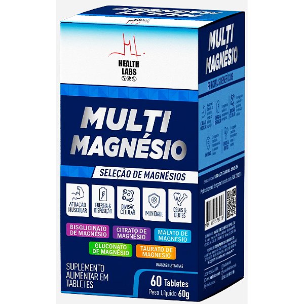 Multi Magnésio - 60 Tabletes - Health Labs (Mais Energia Disposição Contribui para Função Muscular)