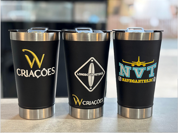 COPO TERMICO PERSONALIZADO COM ADESIVO DE EFEITO DE BORDADO