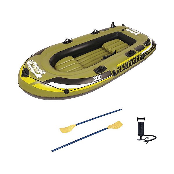Bote inflável Fishman 300 252x125cm + 2 Remos + Bomba de Ar