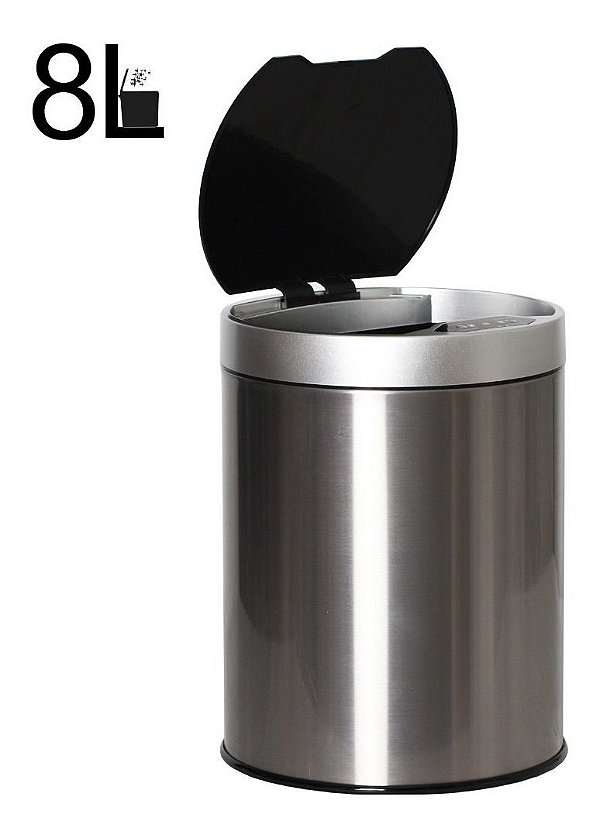 Lixeira automática em aço inox com sensor automatico capacidade 8 litros 8lts Tssaper - TL8L