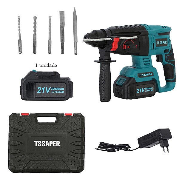 Martelete rompedor 26mm com bateria de 21v 3000mah Modelo: TMA21V