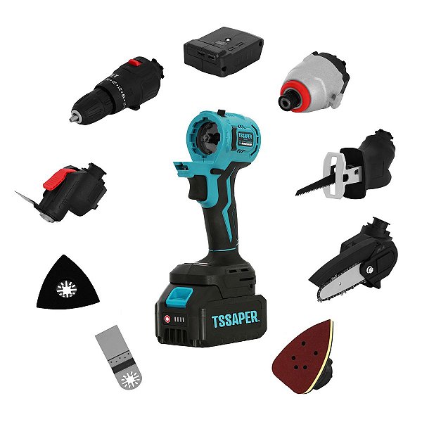 Ferramenta Multifuncional 8 em 1 a Bateria de 21v com Maleta Tssaper