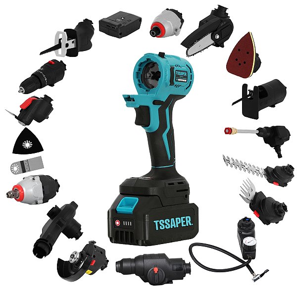 Ferramenta Multifuncional 16 em 1 a Bateria de 21v com Maleta Tssaper TSFEM16