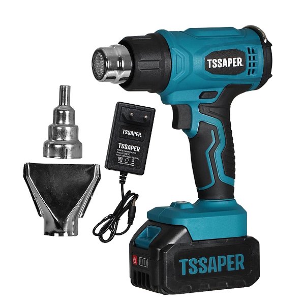Soprador Térmico Sem Fio com Bateria 21V e Carregador 400W 500°C Tssaper