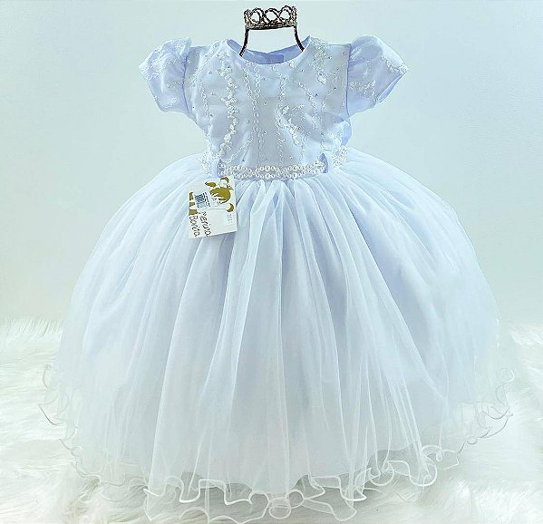 Vestido Branco Batizado Ano Novo Bebê Menina Luxo - SACOLA DO BEBÊ