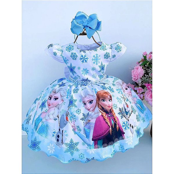 Vestido Infantil de Festa Azul Bebê Luxo Realeza Princesa Menina Cinderela  Frozen Elsa