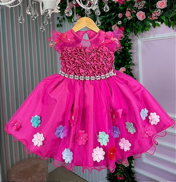 Vestido Infantil Princesa Jardim Encantado Vermelho Luxo