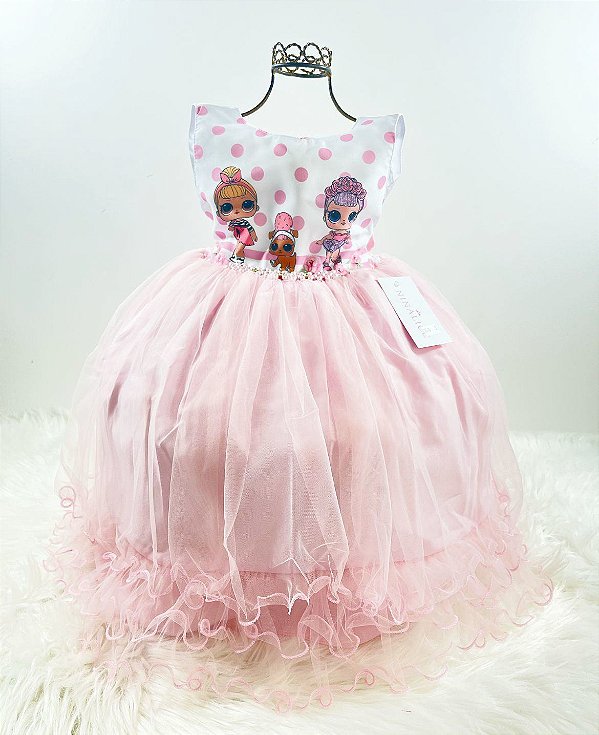 Vestido Infantil Lol Rosa Bebê Luxo - Fabuloso Ateliê