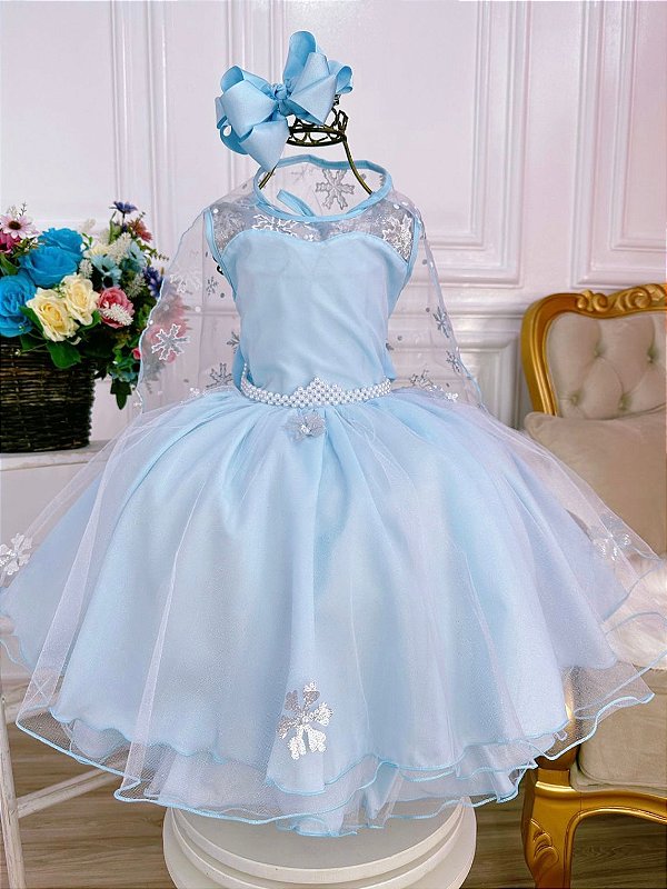 Vestido Infantil Frozen Aplique Luxo - Fabuloso Ateliê