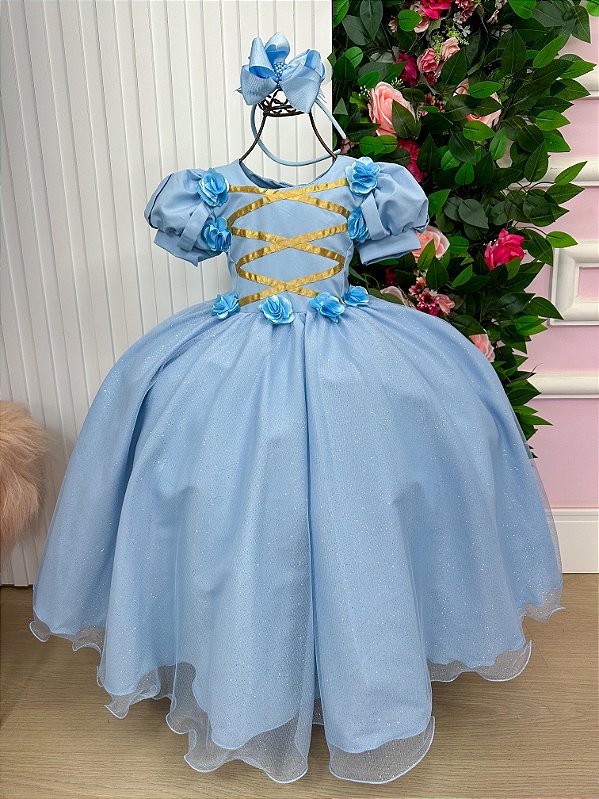 Vestido Princesa Cinderela Fantasia Longa Frozen