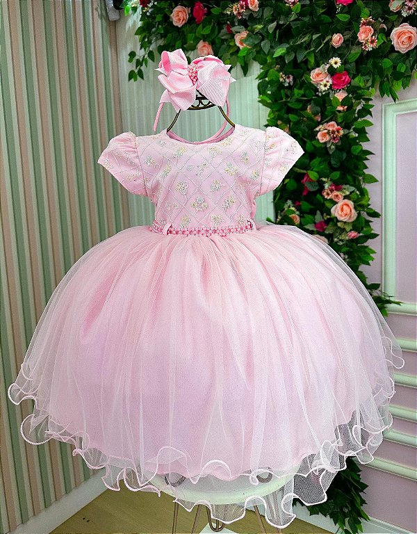 Vestido Jardim Encantado Rosa Bebe