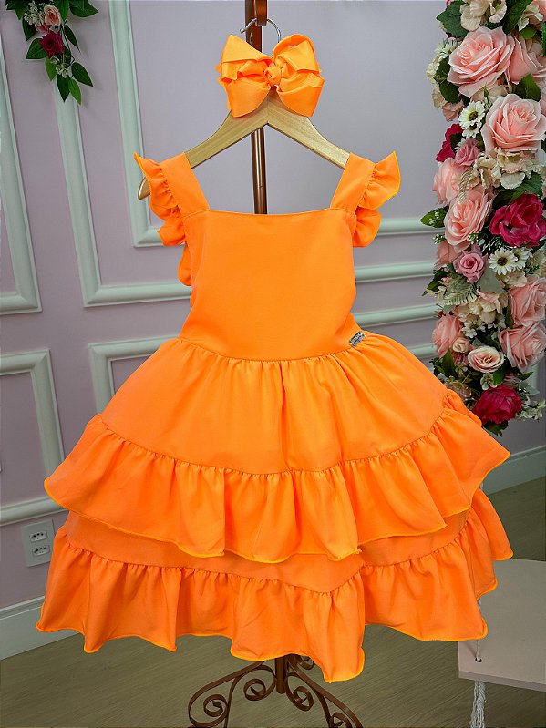 Vestido Mariana Laranja Neon
