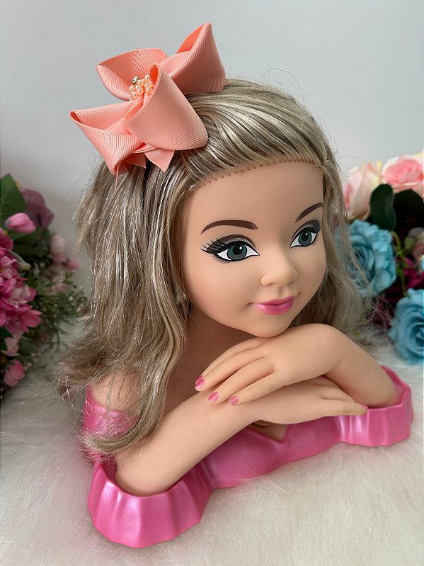 Laço Infantil Strass Maria Alice Pêssego