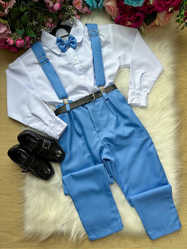Conjunto Suspensório Azul Celeste