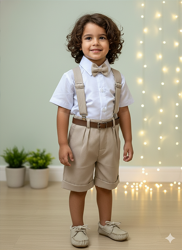 Conjunto Social Bege Menino Ravi