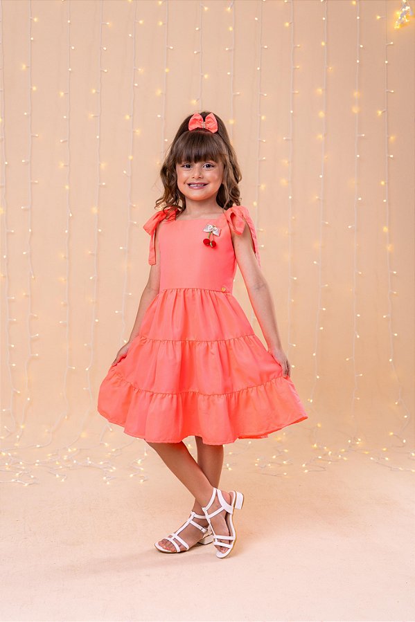 Vestido Blogueirinha Rosa Neon Cerejinha