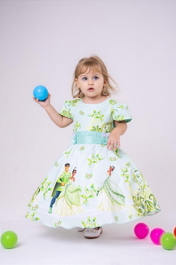Vestido Tiana A Princesa e o Sapo Temático Luxo