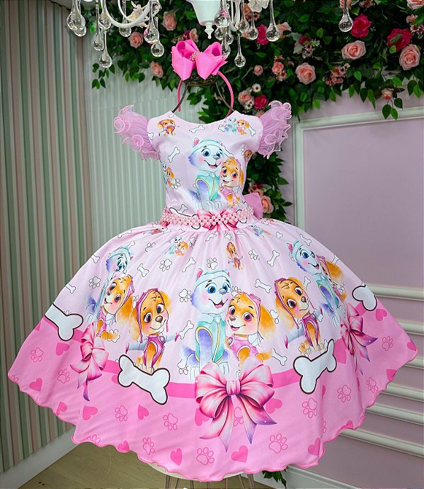 Vestido Infantil Skye Sky Everest  Temáticos Luxo Patrulha