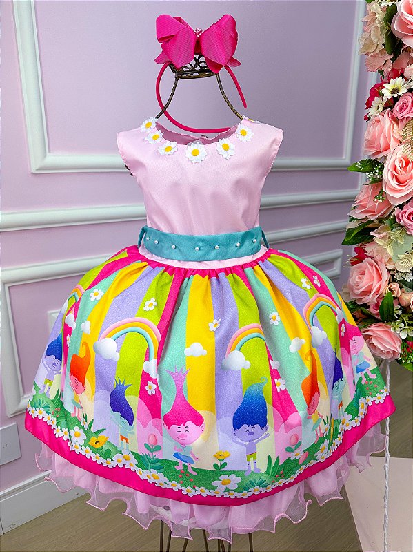 Vestido Temáticos Luxo Trolls