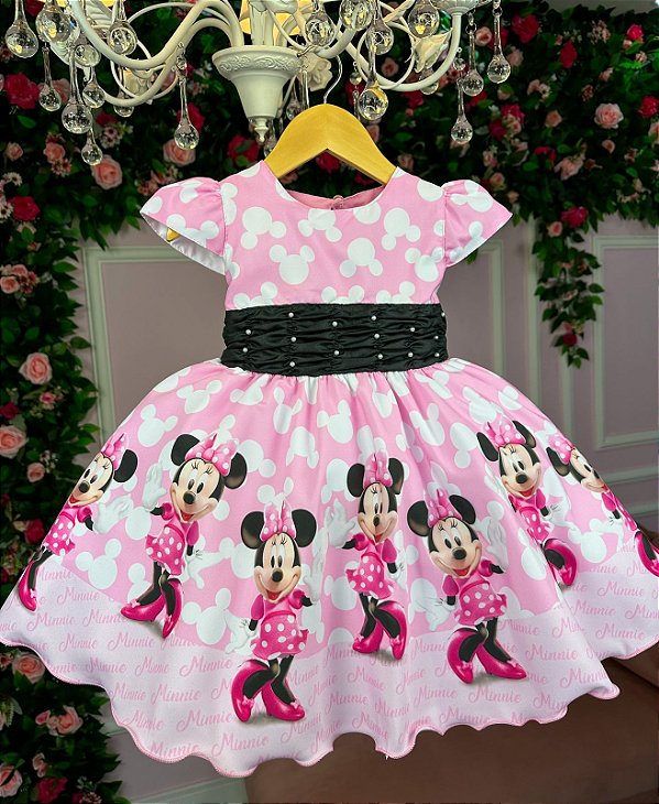 Vestido Minie Rosa Temático Luxo