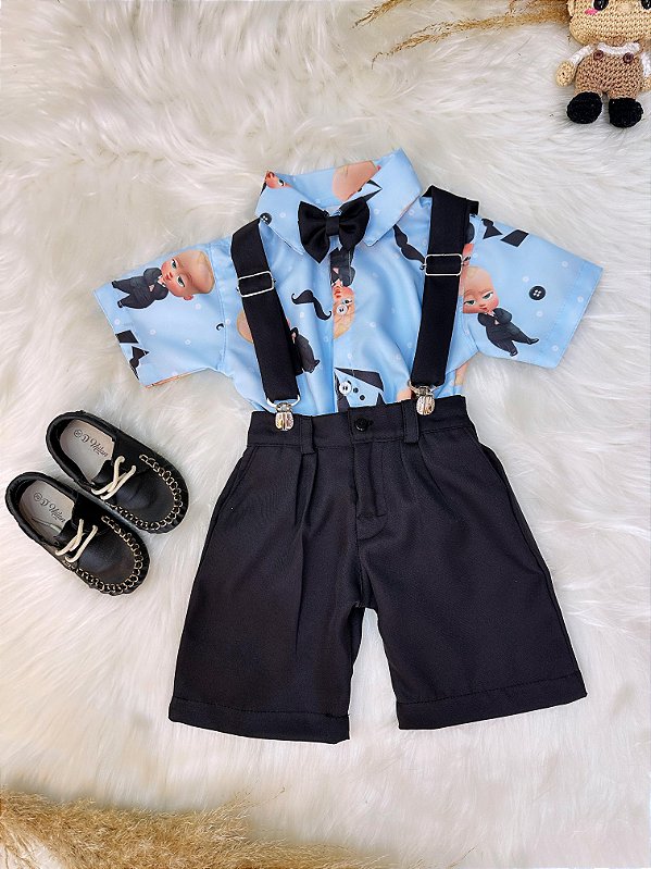 Conjunto Meninos do Poderoso Chefinho Com Short Susp. e Camisa