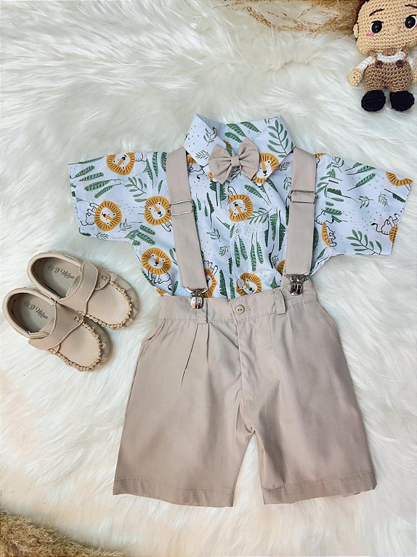 Conjunto Meninos do Rei Leão Selva Com Short Susp. e Camisa
