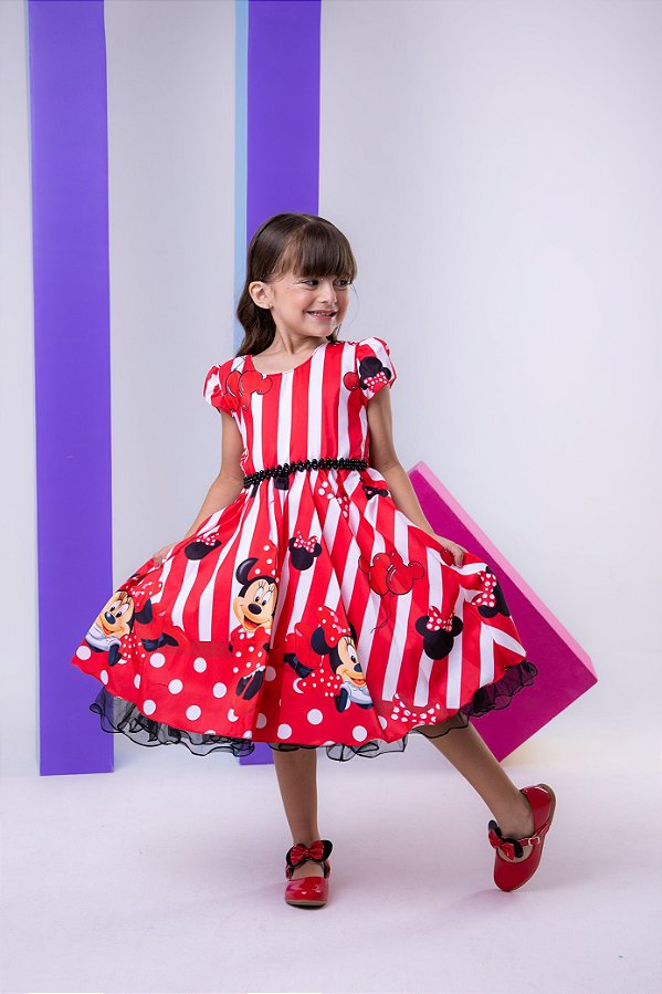Vestido Infantil Minnie Vermelho Temáticos