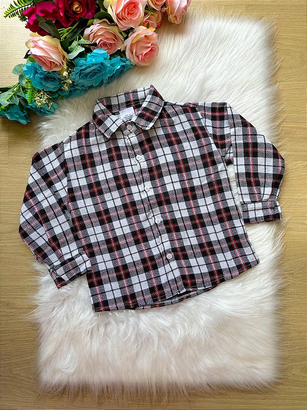Camisa Xadrez Branca Junina